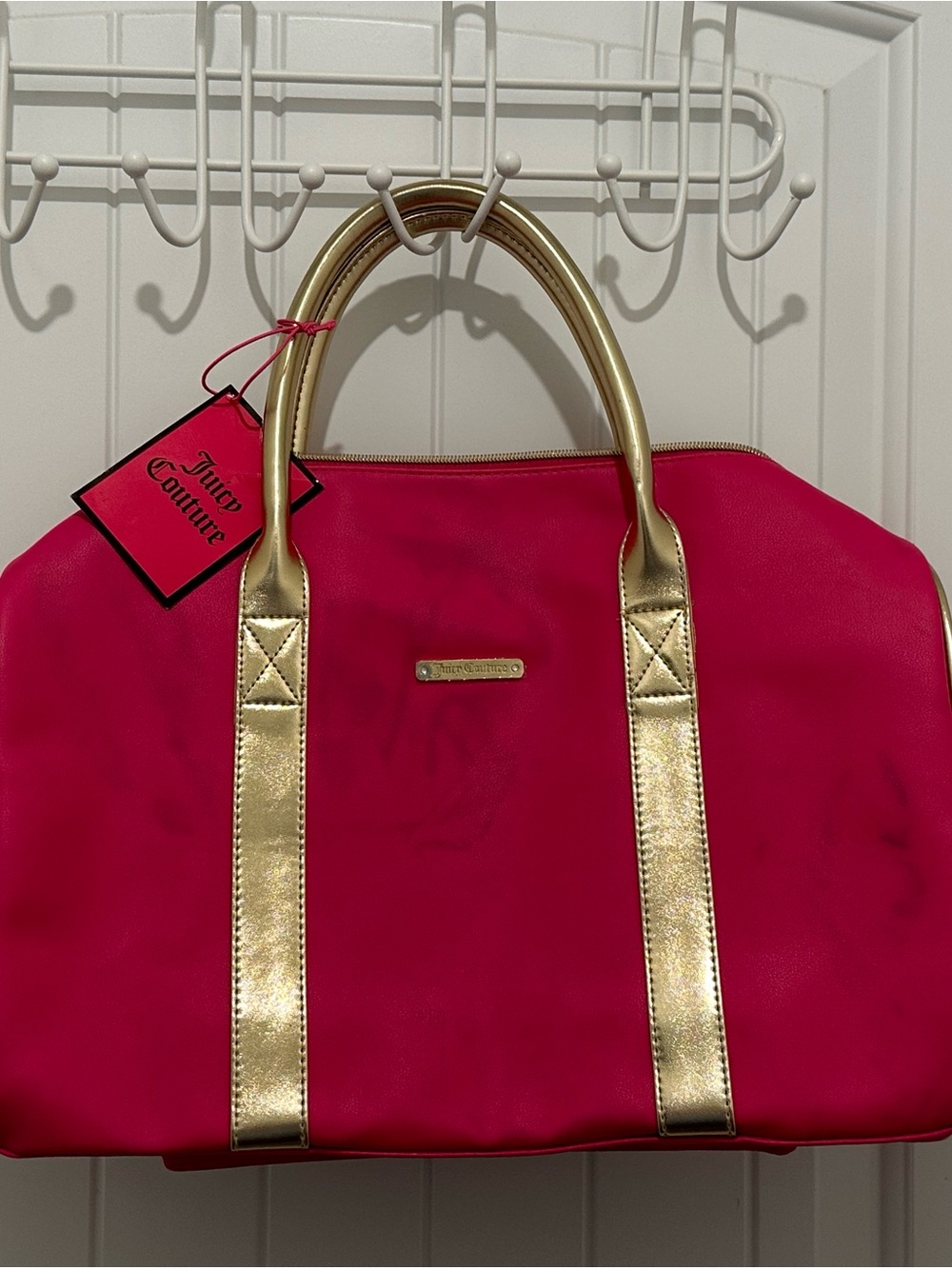 Juicy Couture Pink Duffle Bag with Gold Trim